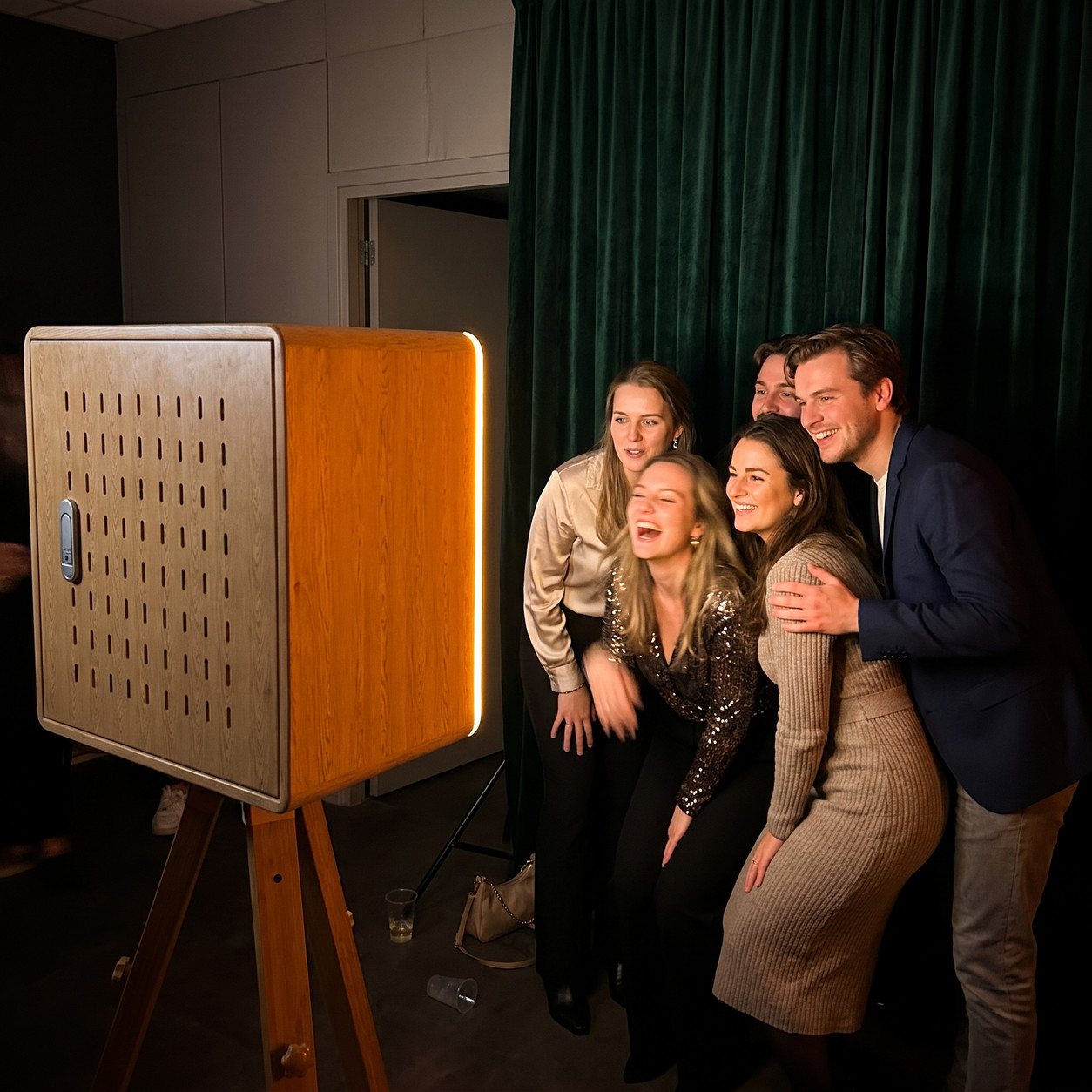 Guests posing at the photobooth